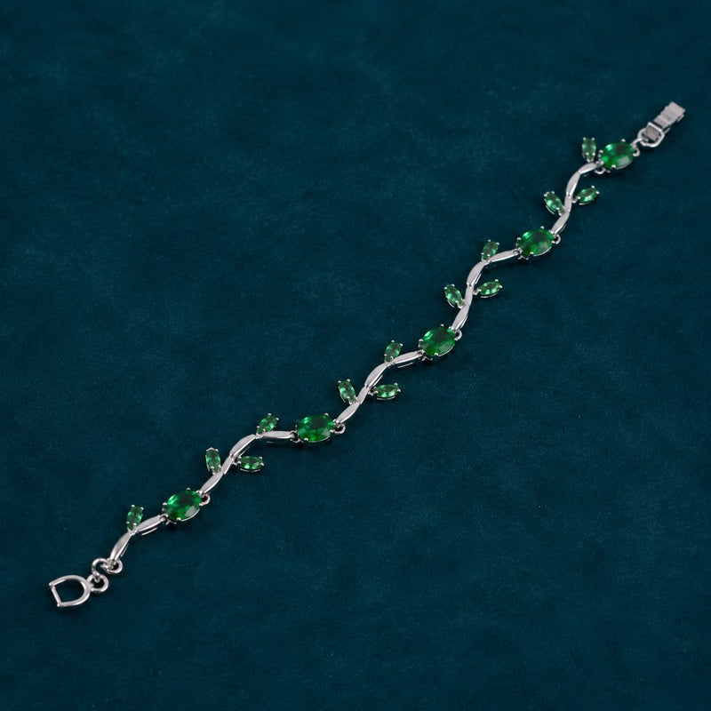 Tulip Bracelet — Emerald Green Stone Chain Bracelet